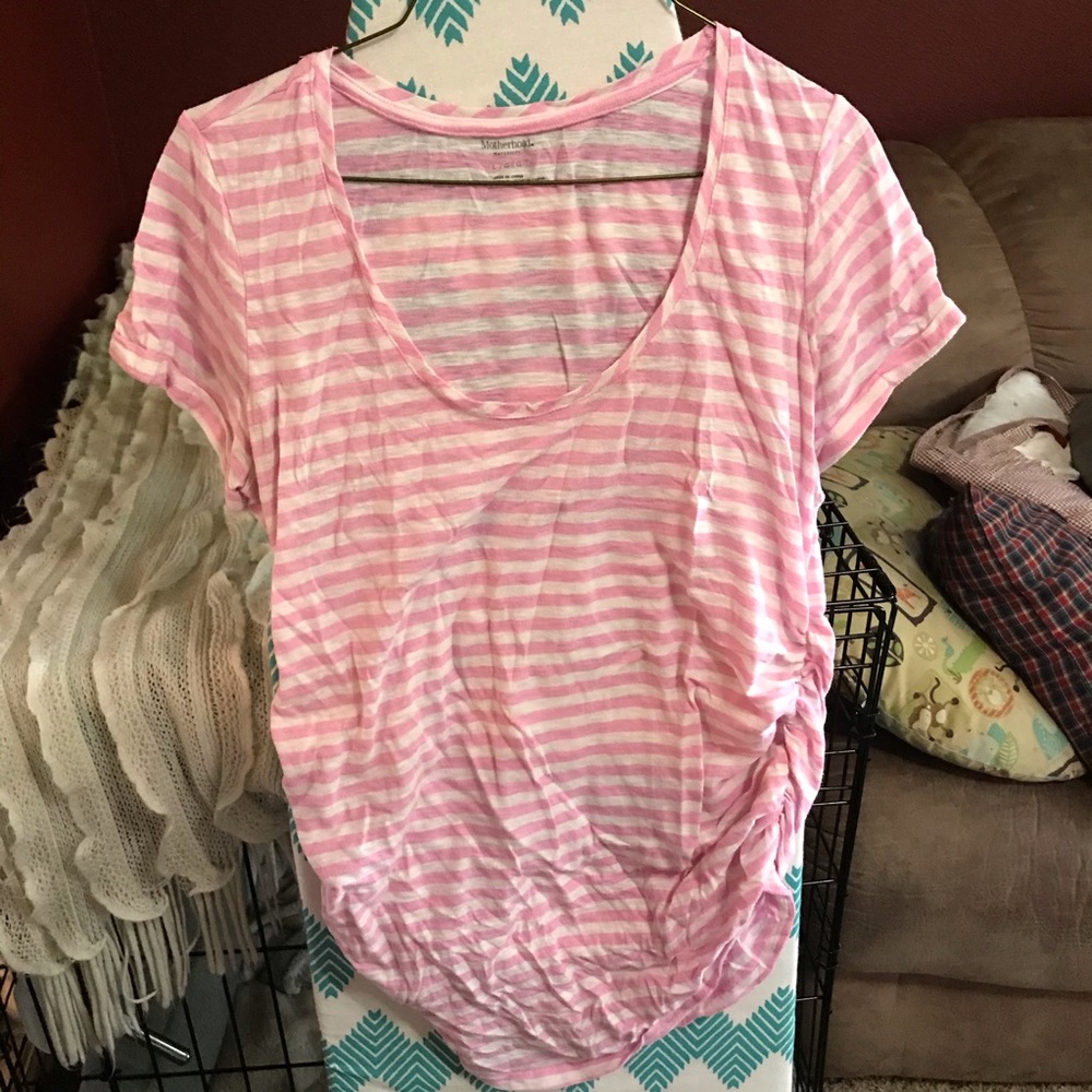 Maternity pink striped shirt